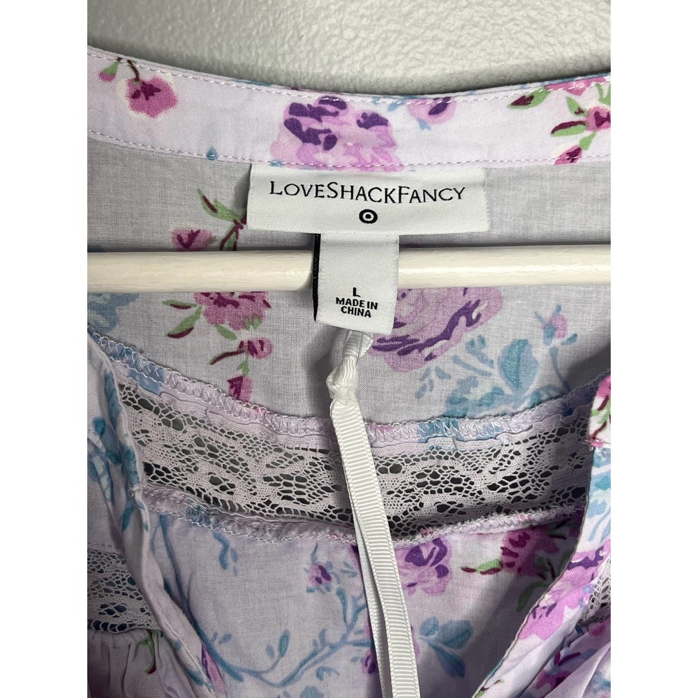 LoveShackFancy Floral Mini Dress in Lavender and White - Picture 6 of 11